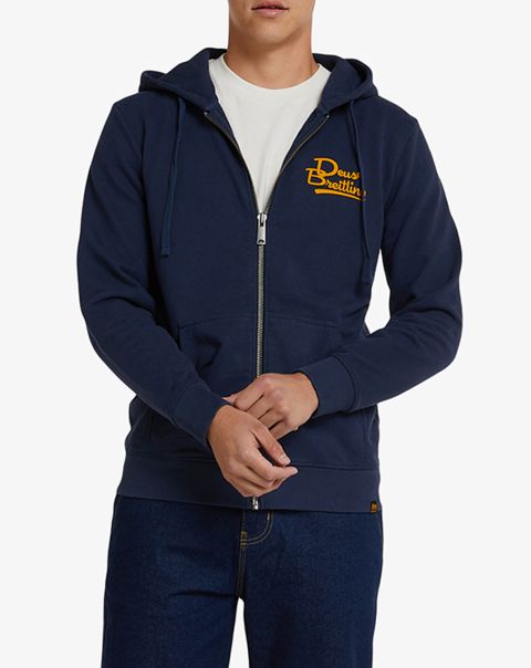Unique Hoodies & Sweaters Breitling Zip Thru Hoodie Mens Navy