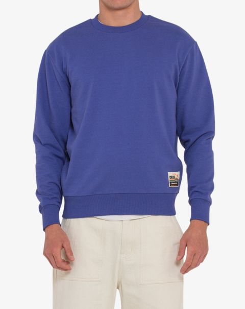 Garrison Plain Crew Spectrum Blue Reliable Mens Hoodies & Sweaters