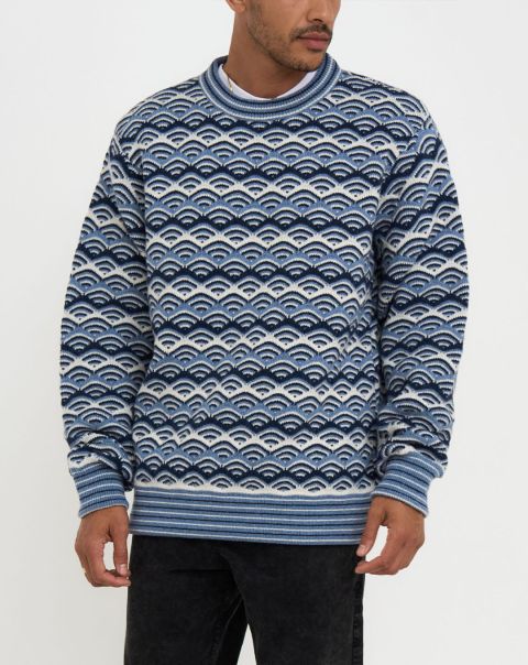 Knitwear Comber Knit Sweater Mens Quick Maui Blue