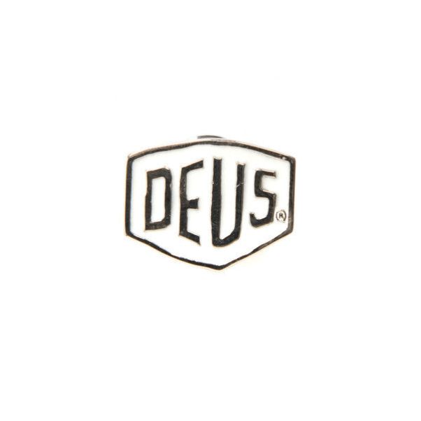 White Mens Patches / Pins / Stickers Discount Extravaganza Deus Shield Pin