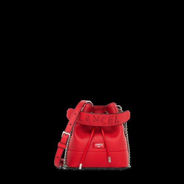 Women Seamless Bucket Bags Red Lancel Bucket Bag