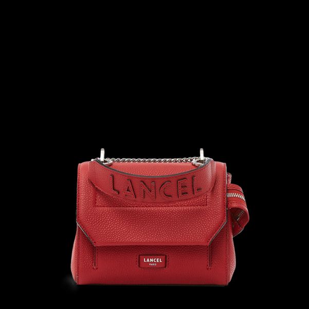 Women Red Lancel Flap Bag With Handle Shoulder Bags Functional
