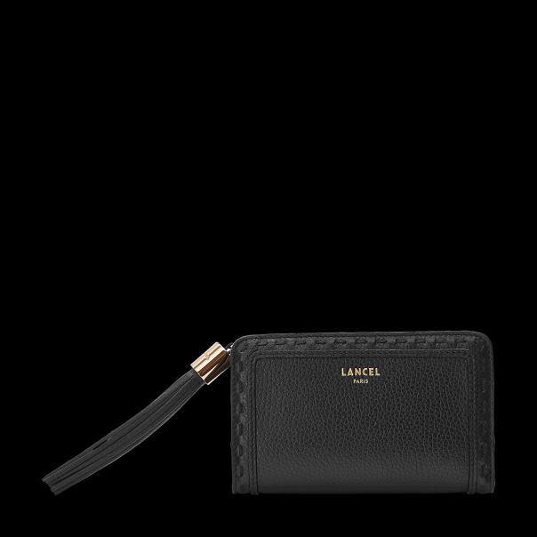 Discounted Compact Rectangular Zipped Wallet Black Wallet Women