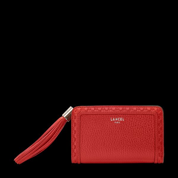 Compact Rectangular Zipped Wallet Red Lancel Promo Women Wallet