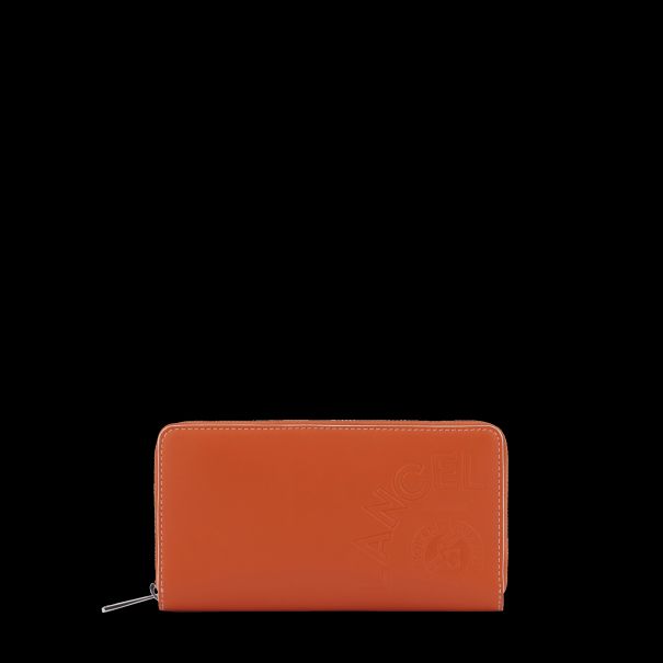 Long Zipped Wallet Orange Clay Wallet Women Unbelievable Discount