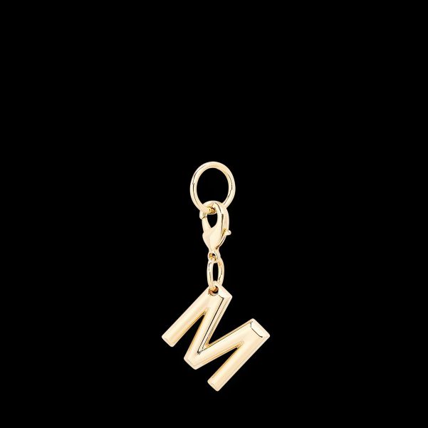 Charm Letter M Women Relaxing Key Ring Gold Color