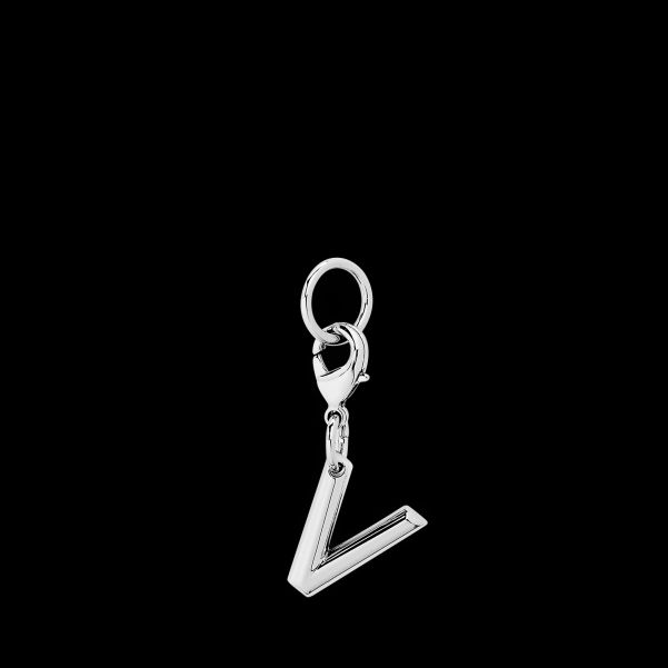 Key Ring Charm Letter V Women Clearance Silver Color